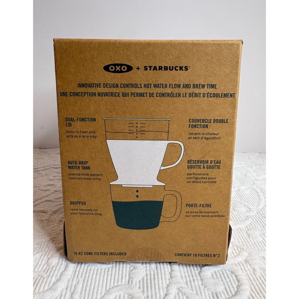 Starbucks OXO Pour-Over Coffee Maker with Water Tank Grey Single Serve New